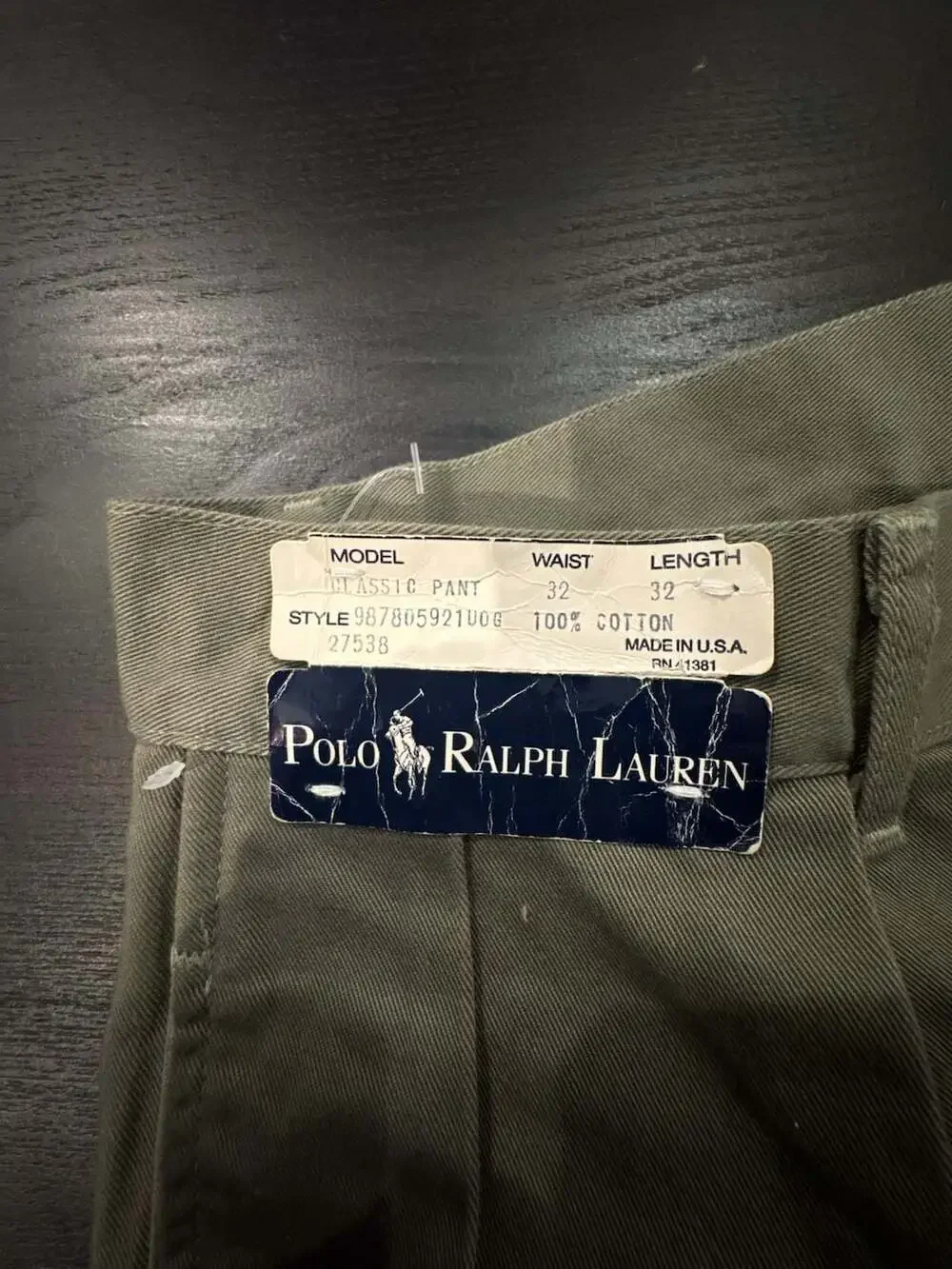 Vintage 90s Polo Ralph Lauren Classic Fit Pleated Chino Pants Olive Green USA 32